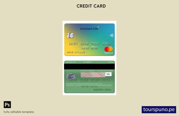 lista para imprimir plantilla de mastercard del banco Standard Life del Reino Un